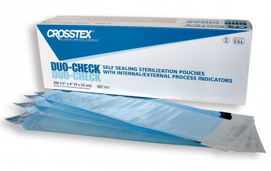 Duo-Check Self-Sealing Sterilization Pouches, 3.5" x 22", 100/Box