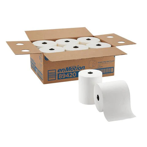 Paper Towel Roll, 1 Ply, 8.2" x 700', White, 6 Rolls/Case