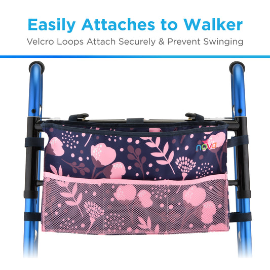 Folding Walker Bag Pink Flowers, Each