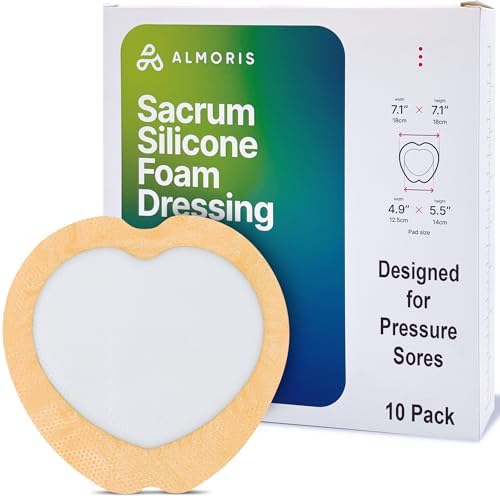 Sacrum Silicone Foam Dressing w/Border, 7.1" x 7.1", Sterile, 10/Box