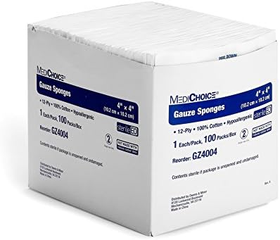 Gauze Sponges 4" x 4", 12-Ply, Sterile, 1/pk 1200 Packs/Case