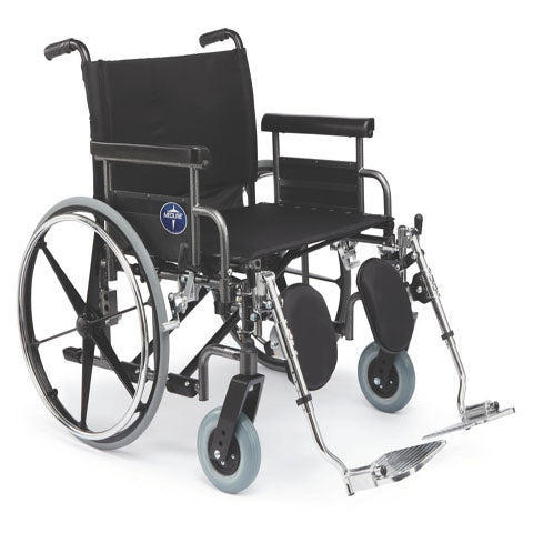 Shuttle Extra-Wide Bariatric Wheelchair, Black, 24" Wide, New