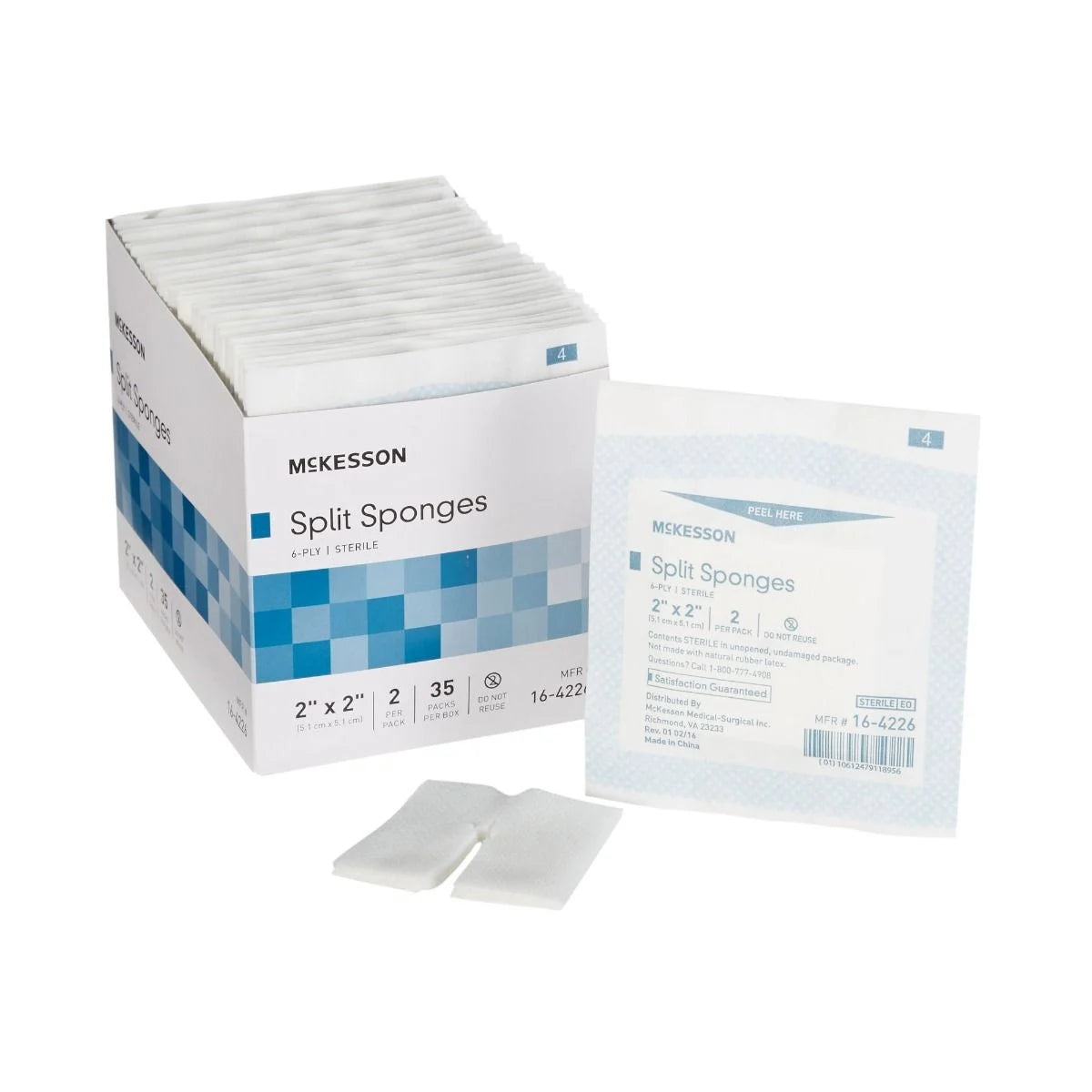 Split Sponges 6-Ply 2"x2" Sterile 70/Box
