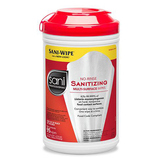 No-Rinse Sanitizing Multi-Surface Wipes Expires/Discounted 90%, 95/Can