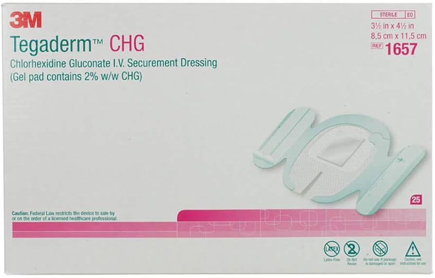 Tegaderm CHG I.V. Securement Dressing, 3.5" x 4.5", Sterile, 25/Box