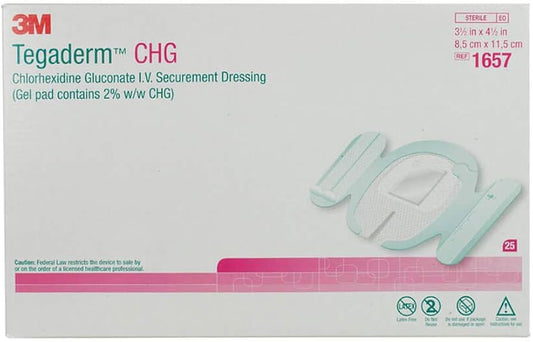 Tegaderm CHG I.V. Securement Dressing, 3.5" x 4.5", Sterile, 25/Box