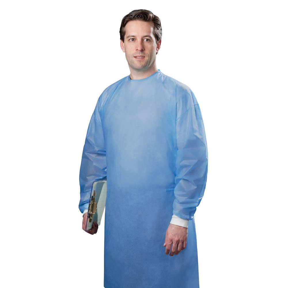 Chemotherapy Gown, AAMI Level 2, Universal Size, Blue, 50/Box