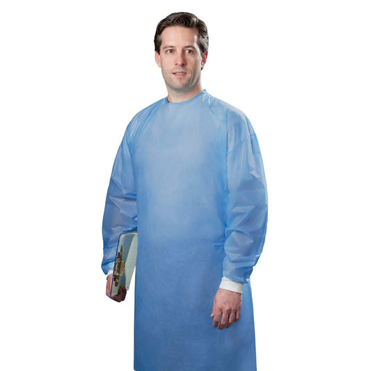 Chemotherapy Gown, AAMI Level 2, Universal Size, Blue, 50/Box