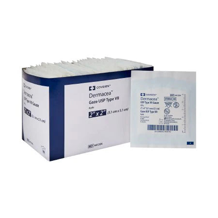 Dermacea USP Type VII Gauze, 2" x 2" 8 Ply, Sterile, 2/Pack, 50 Packs/Box