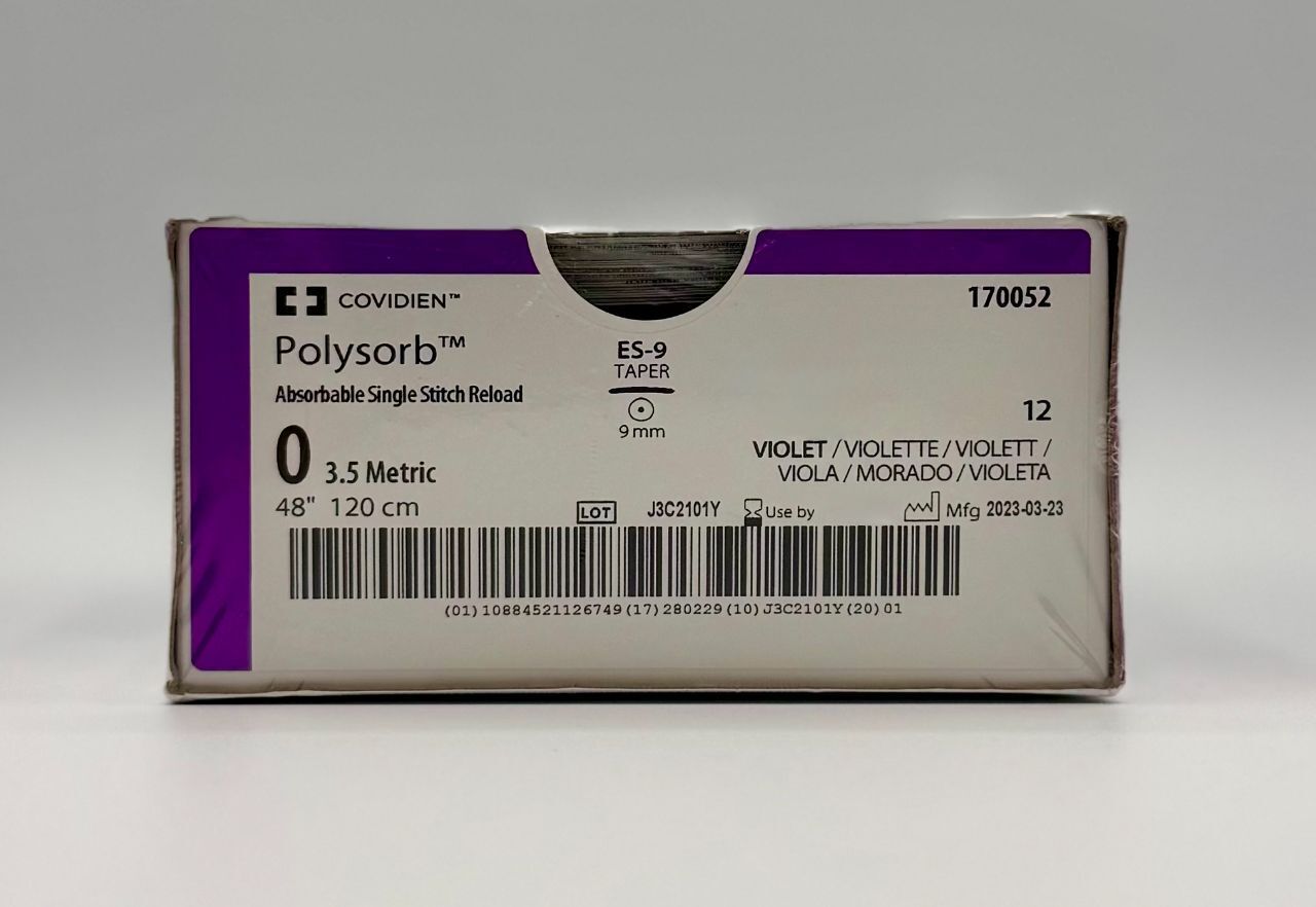 0 Polysorb Absorbable Single Stich Reload, 48" ES-9 Taper, 12/Box