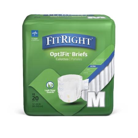 FitRight OptiFit Briefs Adult Medium 32"- 44" 20/Pack