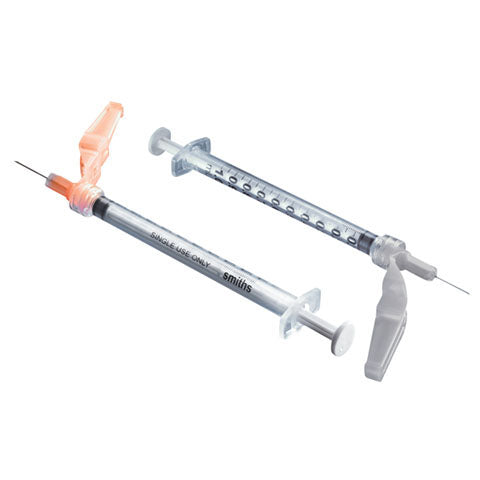 Hypodermic Needle-Pro EDGE Safety Device w/Syringe, 1mL, 27G x 1/2", 50/Box
