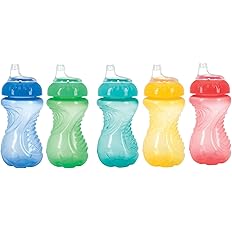 Nuby Easy Grip Soft Silicone Spout Cup 10 oz No Spill, Assorted Colors, 12/Pack