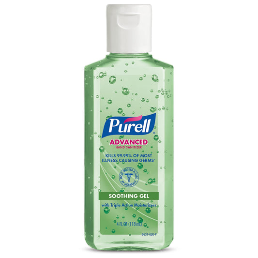 Advanced Hand Sanitizer, Soothing Gel, 4 fl oz Bottles, 22/Box