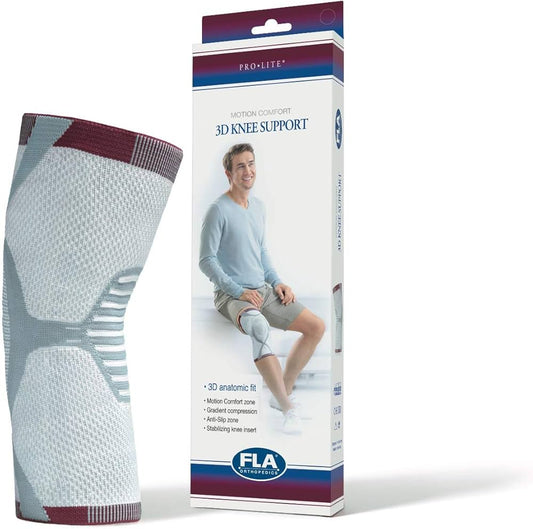 FLA Motion Comfort 3D Knee Support, White, Large+, 1/ea