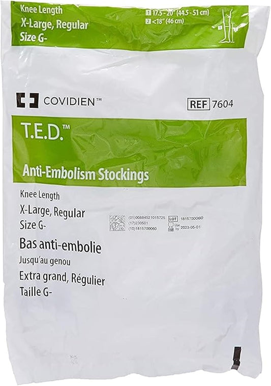 T.E.D. Anti-Embolism Stockings, Knee Length, X-Large/Regular Size G, 12/Box