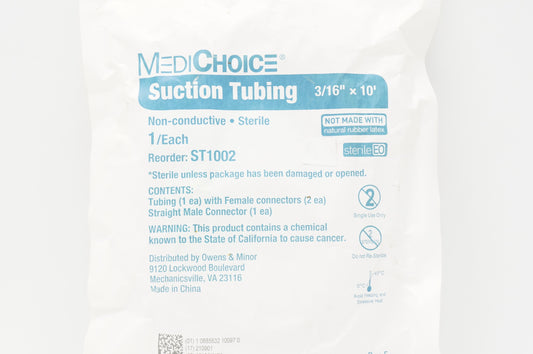 Suction Tubing, Non-Conductive, 3/16" x 10', Sterile, 50/Box