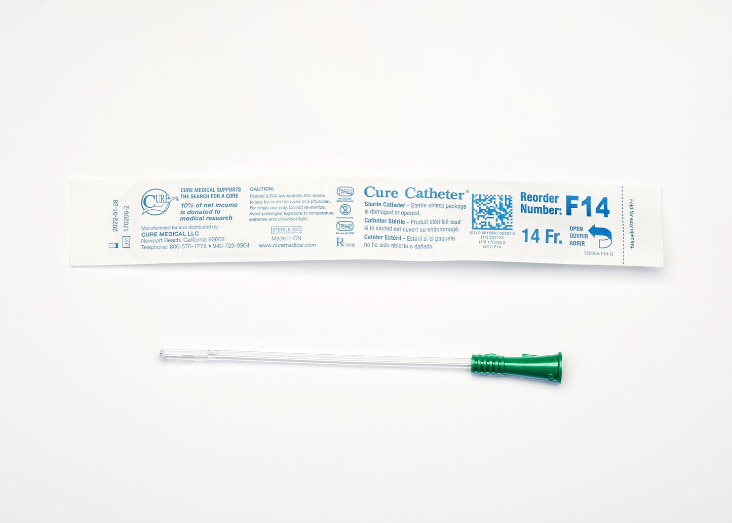 Urethral Catheter Female 6" VINYL 14Fr 22/Box