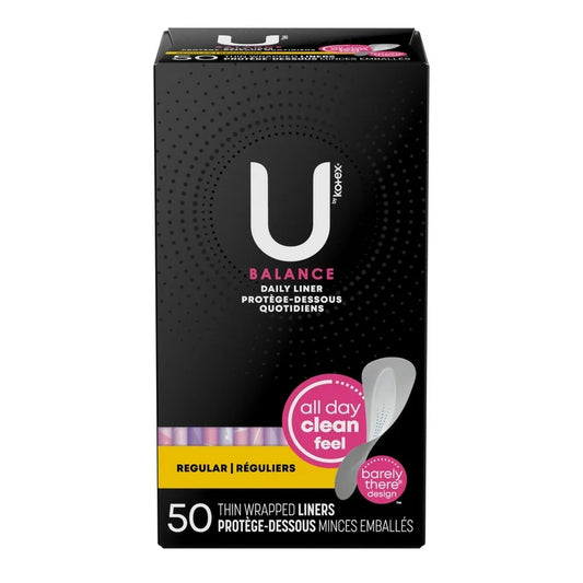 U By Kotex Balance Daily Liner, Regular, 50/Box 8 Boxes/Case
