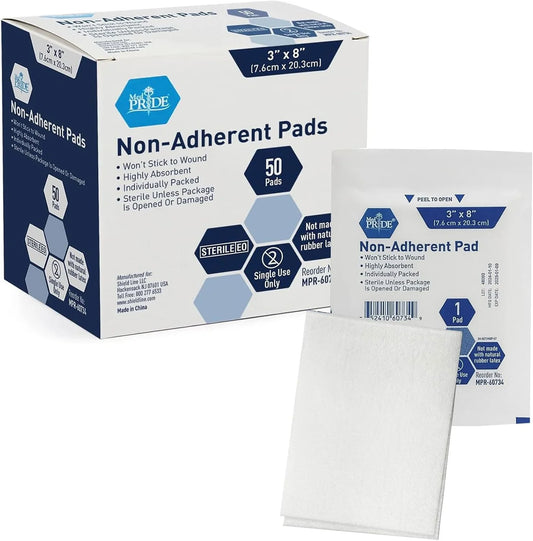 Non-Adherent Pads, 3"x 8", Sterile, 50/Box