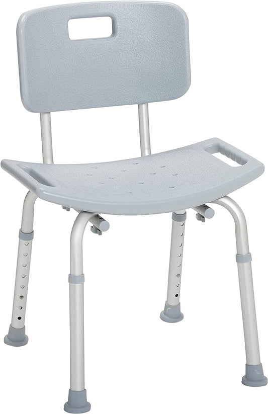 Shower Chair with Back, Adjustable Legs, Suction Feet, Aluminum, USED, 1/ea