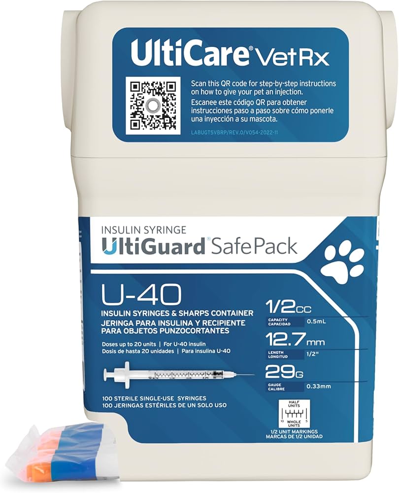 Vet Rx UltiGuard SafePack U-40 Insulin Syringes & Sharps Container, 29G x 12.7mm, Sterile, 100/Pack