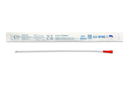 Cure Ultra Male Intermittent Catheter, Coude Tip, 16Fr, 30/Box