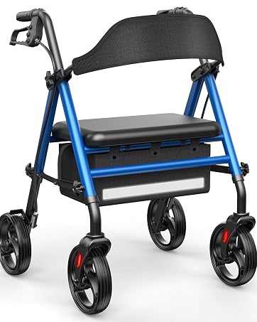 Rollator Walker w/Seat 350 lb Load 8' Wheels, Blue Each
