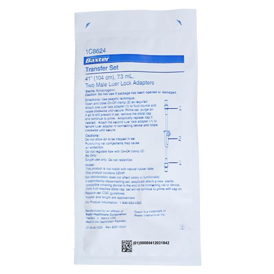 Transfer Set 41", Two Male Luer-Lock Adapters, 7.3mL, Sterile, 48/Box