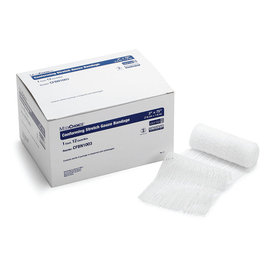 Conforming Stretch Gauze Bandage 3" x 75", Sterile, 12/Box