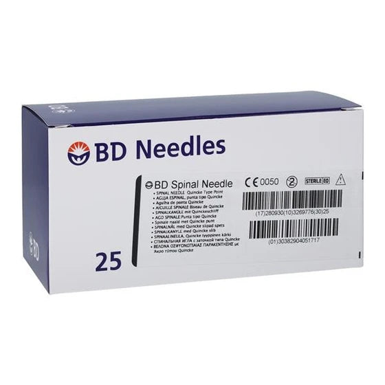 Spinal Needle, Quincke Type Point, 22G x 3.5", Sterile, 25/Box