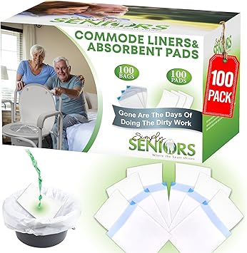 Incontinence, Commode Liners and Absorbent Pads, 100/Box