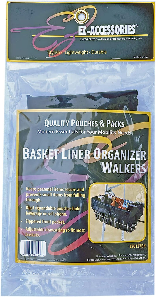 Basket Liner Organizer for Walkers, Black, 1/Ea