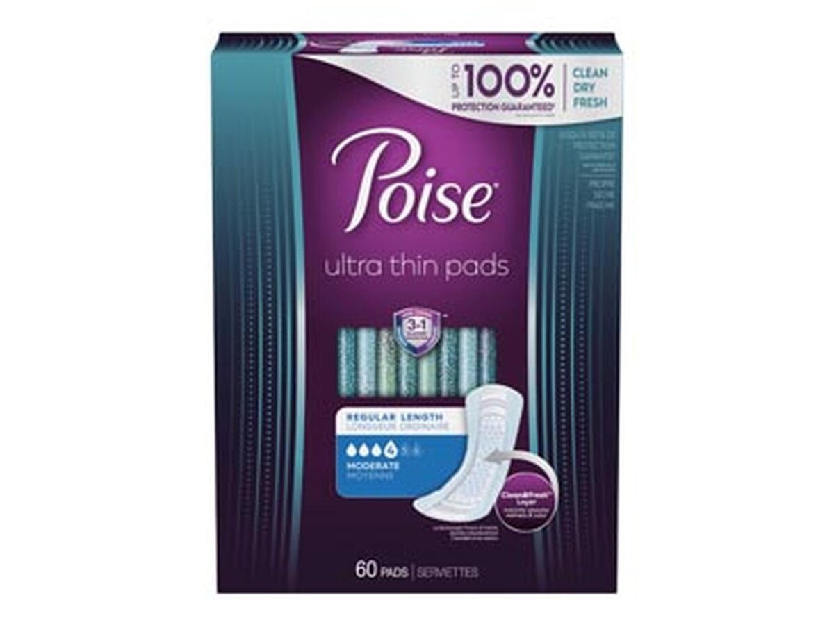Poise Ultra Thin Moderate Bladder Control Pad, 60/Box