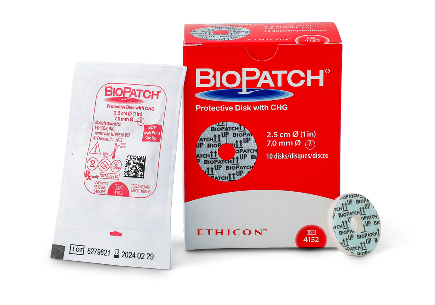 BioPatch Protective Disk w/CHG, 2.5cm x 7.0mm, 10/Box