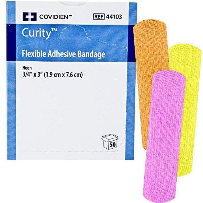 Curity Flexible Adhesive Bandage, 3/4" x 3" Neon, 50/Box