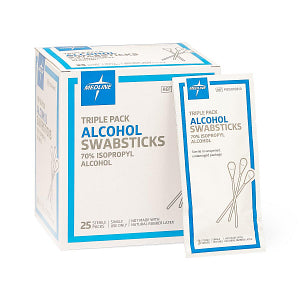 Alcohol SwabSticks 70% IPA, Triple Pack, 25/Box