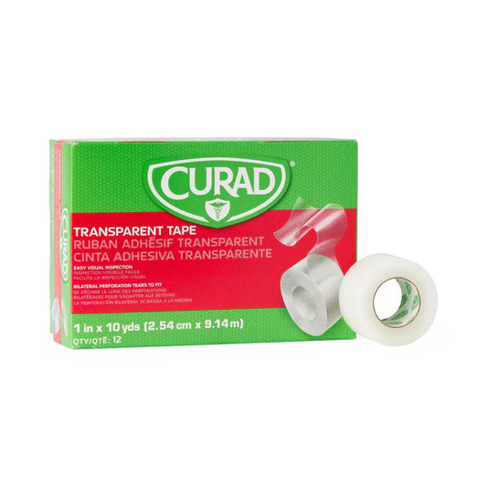 Curad Transparent Tape 1"x 10yds, 12/Box