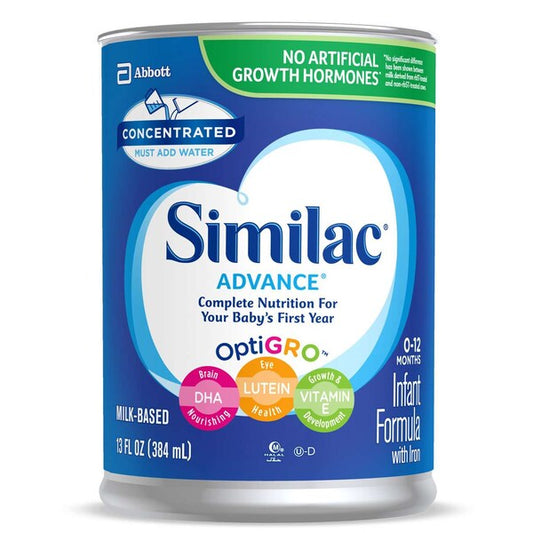 Similac Advance Complete Nutrition Infant Formula w/Iron, Concentrated Liquid, 13fl oz. Can, 12 Cans/Case