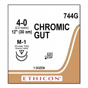 4-0 Chromic Gut, 12" M-1 Reverse Cutting, Expired/Discounted, 12/Box