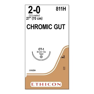 2-0 Chromic Gut Suture, 27" CT-1 Taperpoint, Expired/Discounted, 36/Box