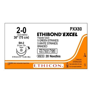 2-0 Ethibond Excel Polyester Suture, 30" SH-2 Taper, Expired/Discounted, 12/Box