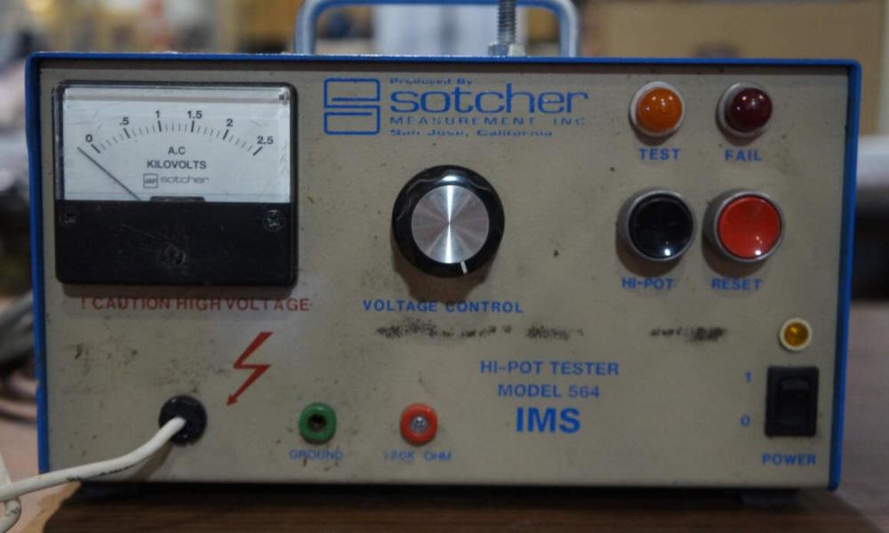 Sotcher Hi-Pot IMS Dielectric Strength Tester, Used/Untested, 1/Ea