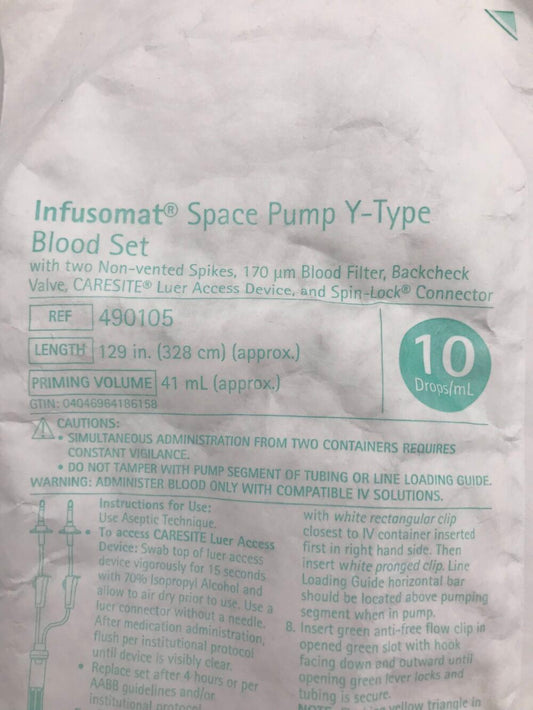 Infusomat Space Pump Y-Type Blood Set 129", Sterile, 24/Box