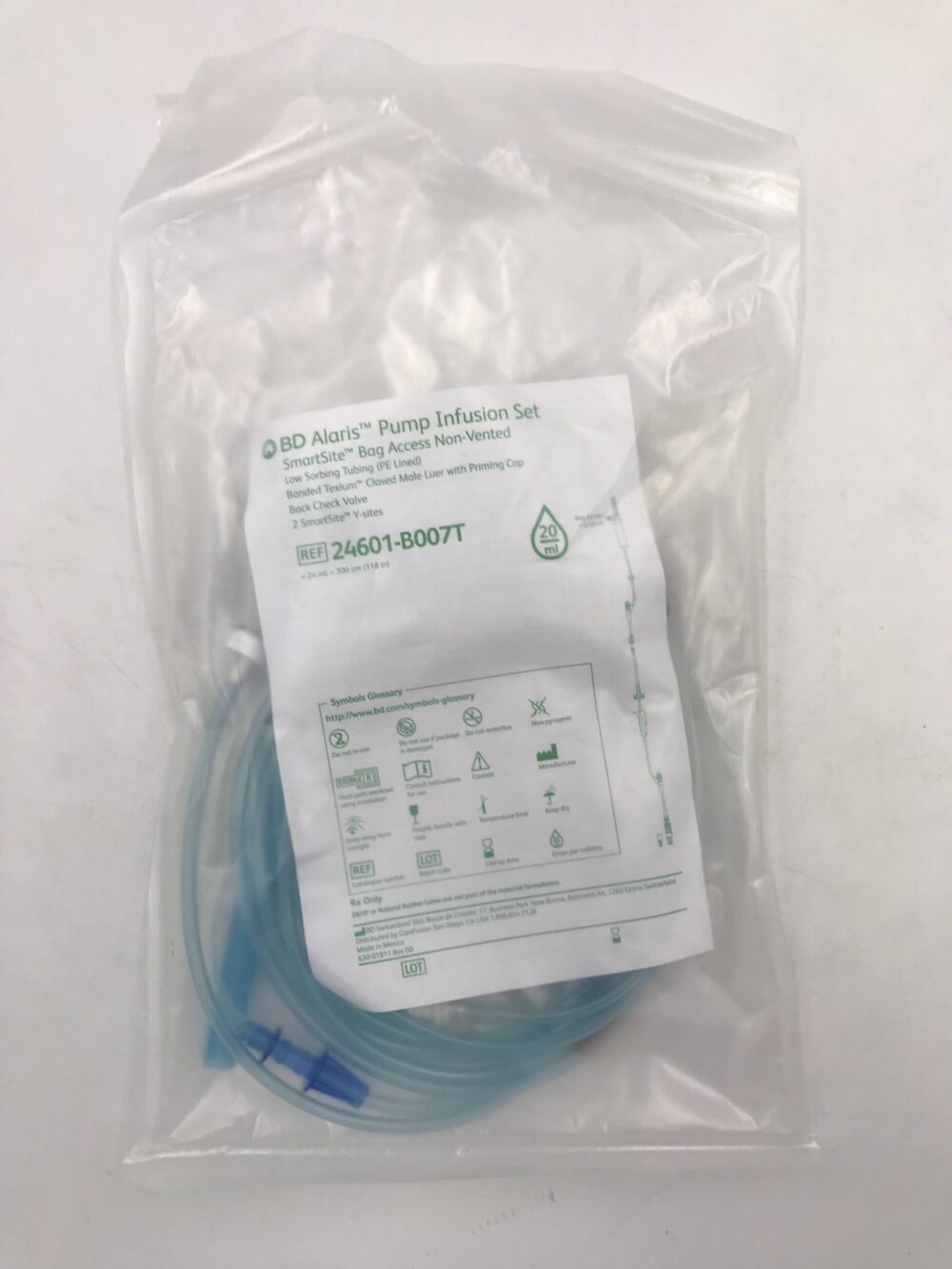 Alaris Pump Infusion Set SmartSite Bag Access Non-Vented 24mL 20/Box