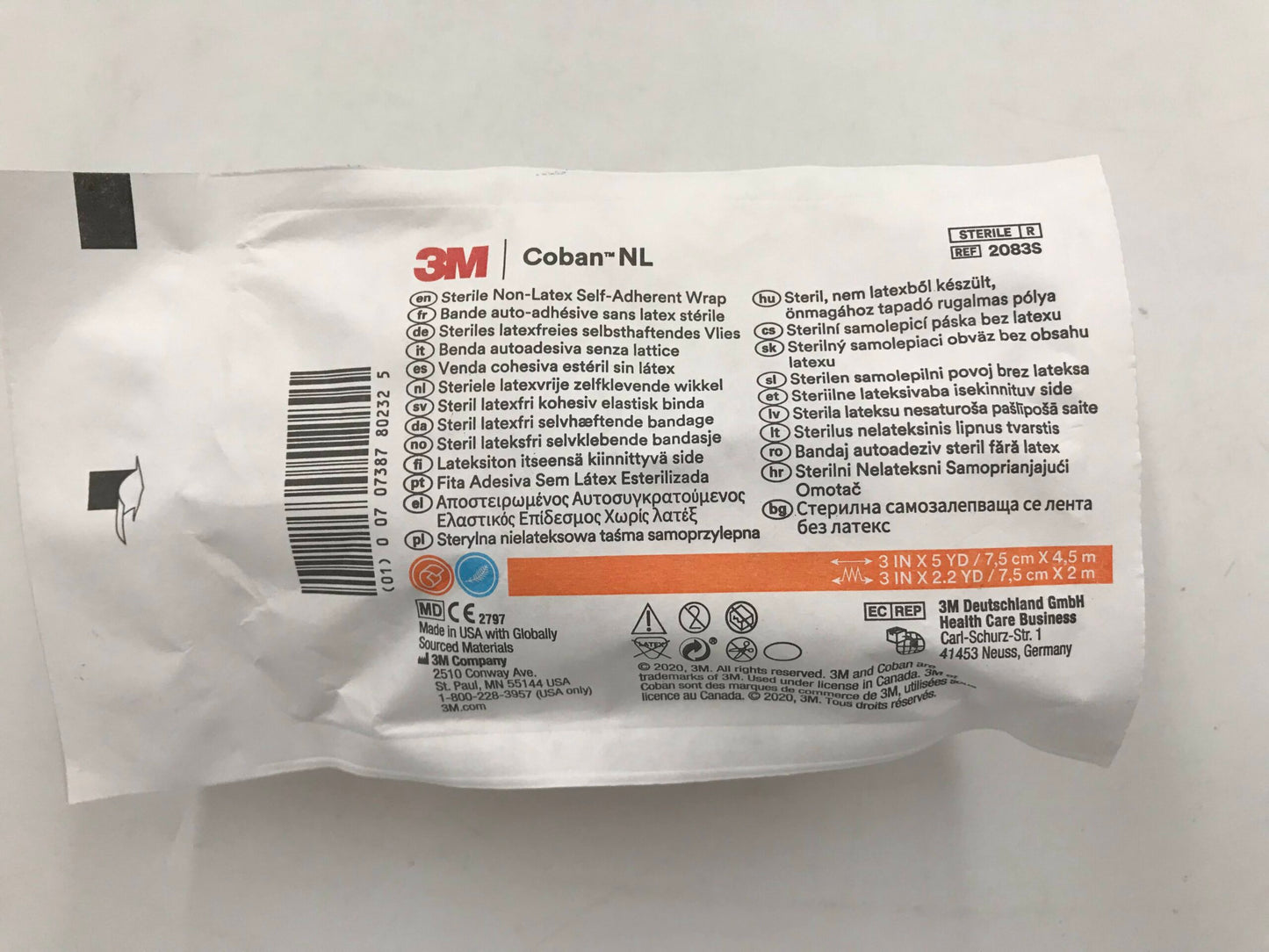 3M Coban NL Self-Adherent Wrap 3" x 5 yds, Non-Latex, Sterile, 24/Box