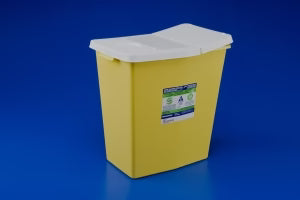 SharpSafety Containers w/Hinged Lid, 8 Gallon, Yellow, 1/Ea