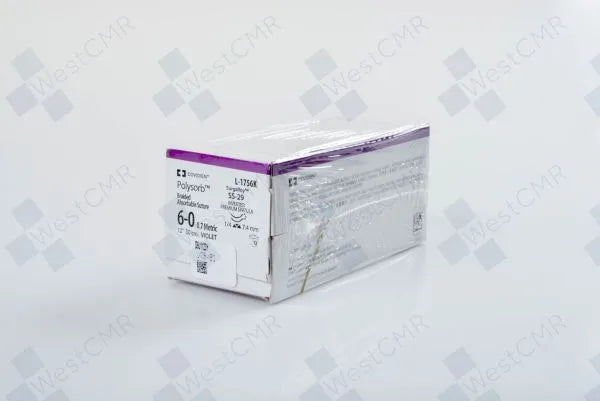 6-0 Polysorb Braided Absorbable Sutures, 12&quot;, SS-29, 10/Box