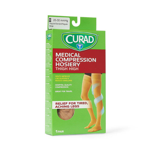 Compression Hosiery Thigh-High, Beige Regular Pair Each