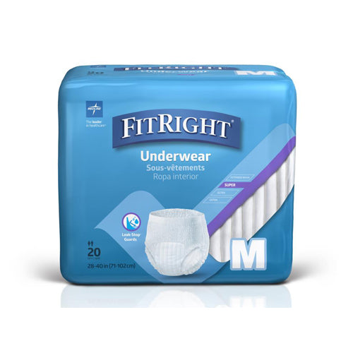 Incontinence, FitRight Underwear, Super Absorbent, Medium 28-40", 20/Pack